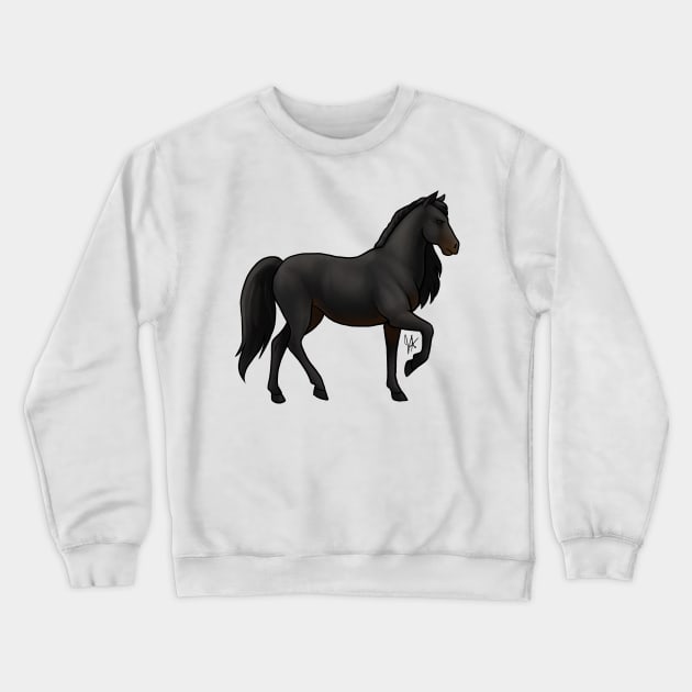 Horse - Paso Fino - Black and Brown Crewneck Sweatshirt by Jen's Dogs Custom Gifts and Designs